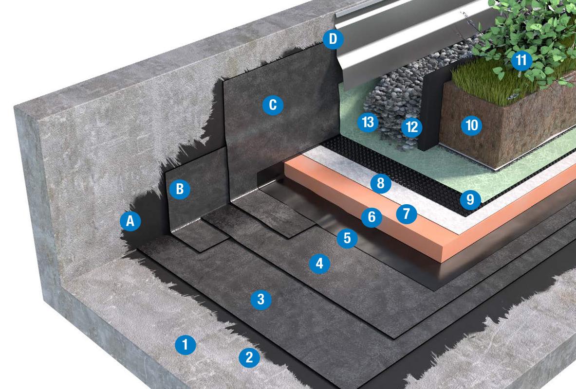 SISTEMA DI COPERTURA ZAVORRATA CON TETTO VERDE INTENSIVO - TETTO ROVESCIO 3d3_BPE